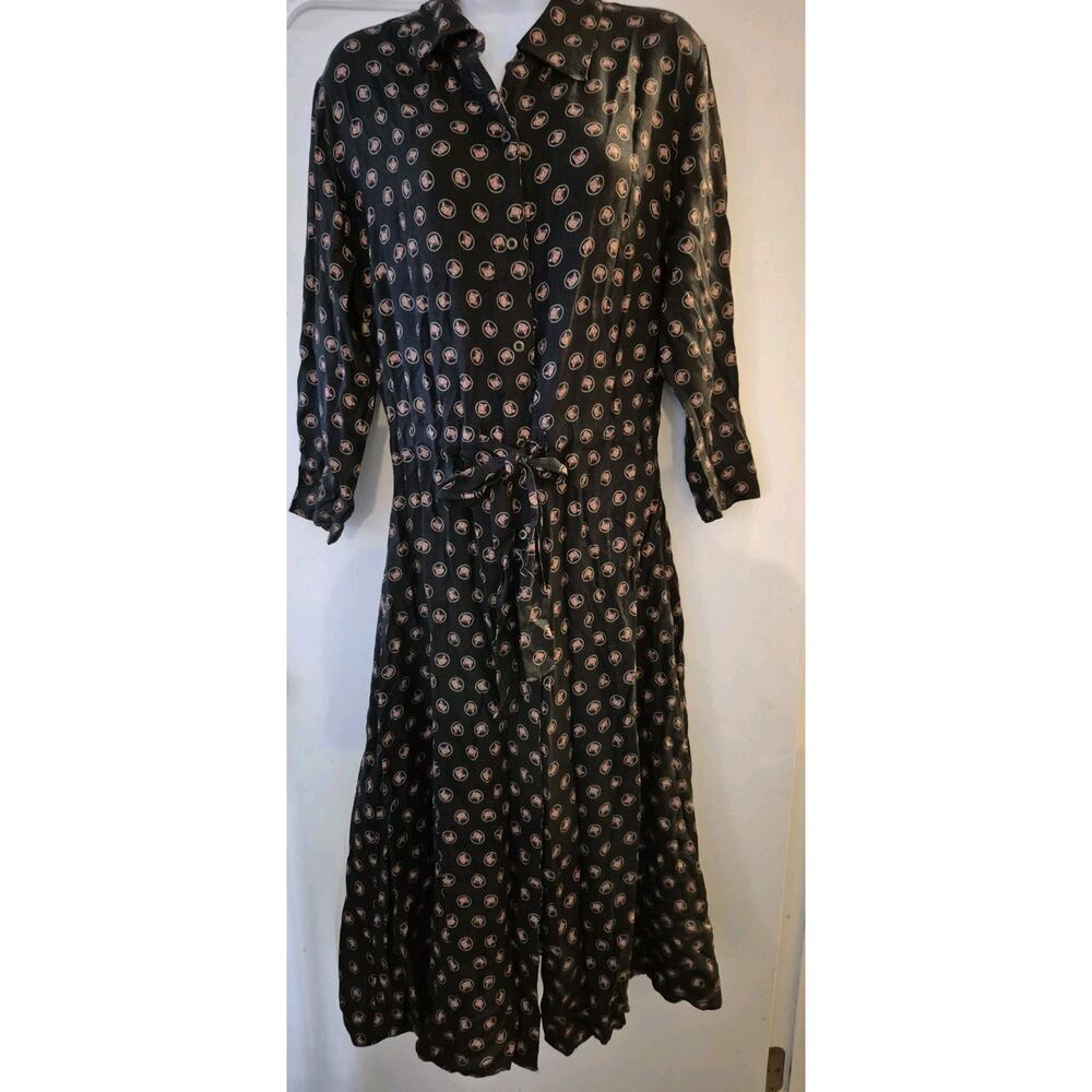 💥 Stetson Womens Black Rayon/Nylon Horse Polkadot Small Dress D4